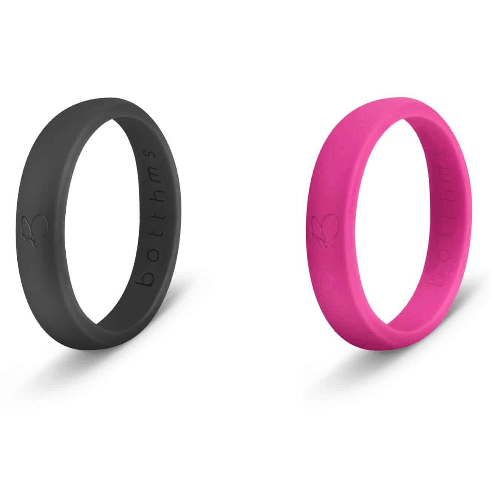 botthms botthms Ladies Double Set Silicon Ring – Black/Pink Silicone Rings